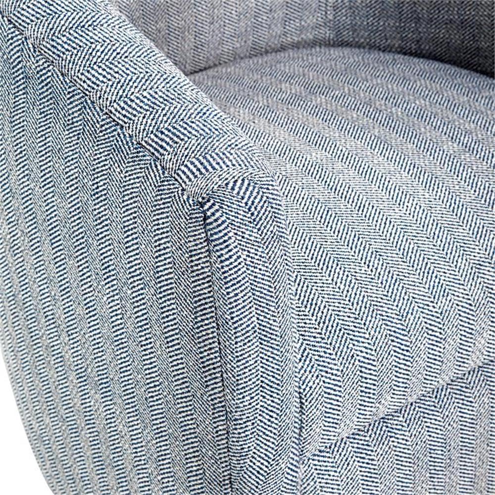 Comfort Pointe Lynton Transitional Polyester Fabric Swivel Accent Chair with Wood Frame & Seat Cushion, 360 Degree Swivel Base, No Assembly Required, in Indigo Blue Finish