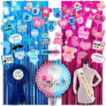 Zyozique Baby Shower Celebration Kit with Paper Banner, Mom To Be Sash, Dad To Be Badge, Foil Balloon, Photo Booth Props & Foil 