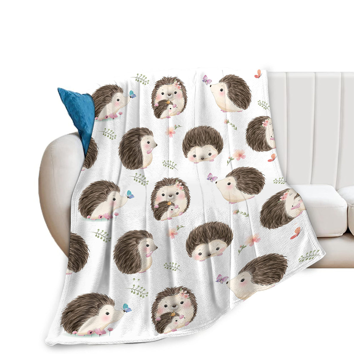 Hedgehog Blanket Cozy Plush Flannel Fleece Cute Animal Throw Blanket For Boys Girls Kids Ultra Soft Lightweight Fuzzy Nursery Bl