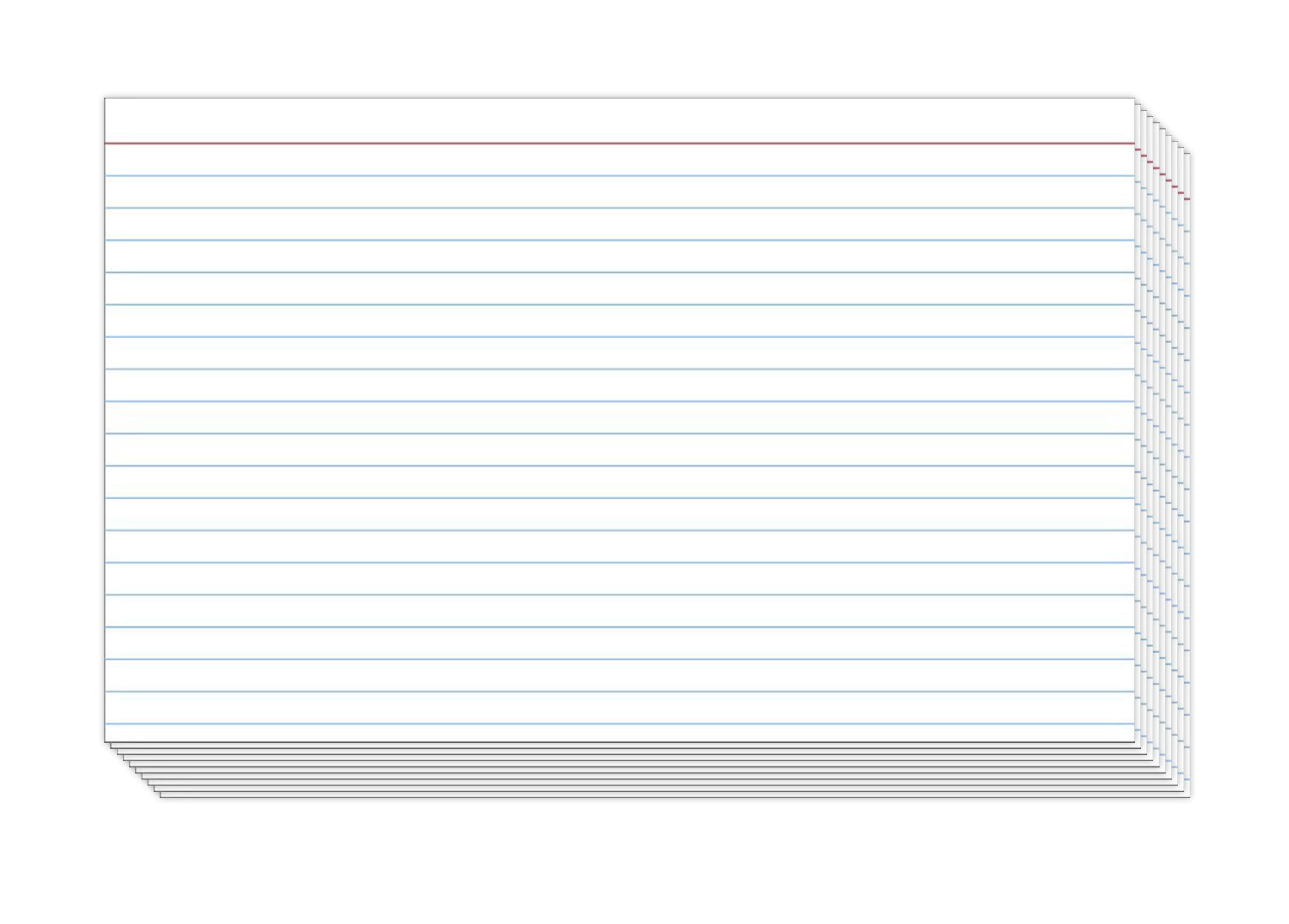 Ruled Index Cards, On 100Lb Heavyweight Thick White Cover Stock. '100 Per Pack' (5 X 8)