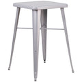 Flash Furniture Aaron Commercial Grade 23.75" Square Silver Metal Indoor-Outdoor Bar Height Table