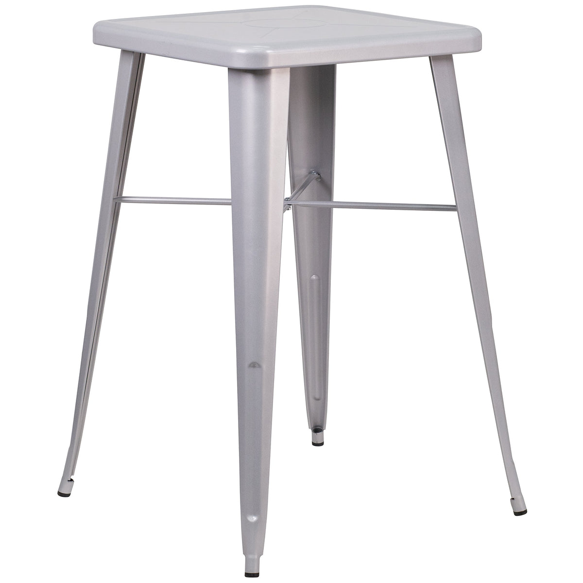 Flash Furniture Aaron Commercial Grade 23.75&quot; Square Silver Metal Indoor-Outdoor Bar Height Table