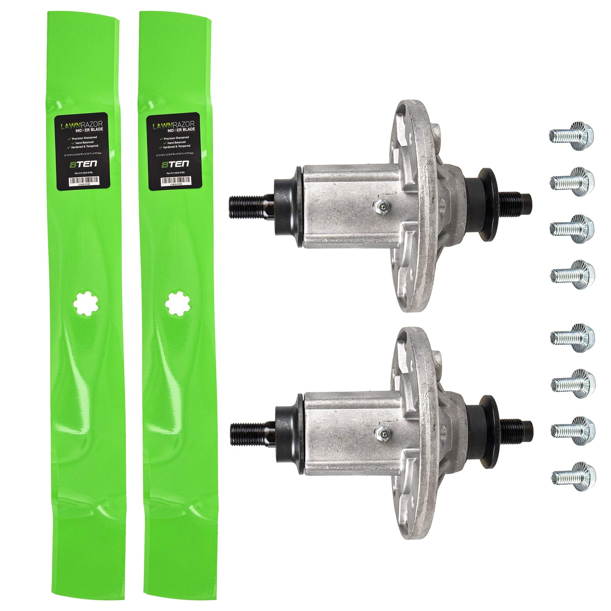 8Ten Spindle Mulching Blade Kit For John Deere 42 Inch Deck 115 125 135 La100 La 105 110 120 125 135 X106 X110 X120 D110