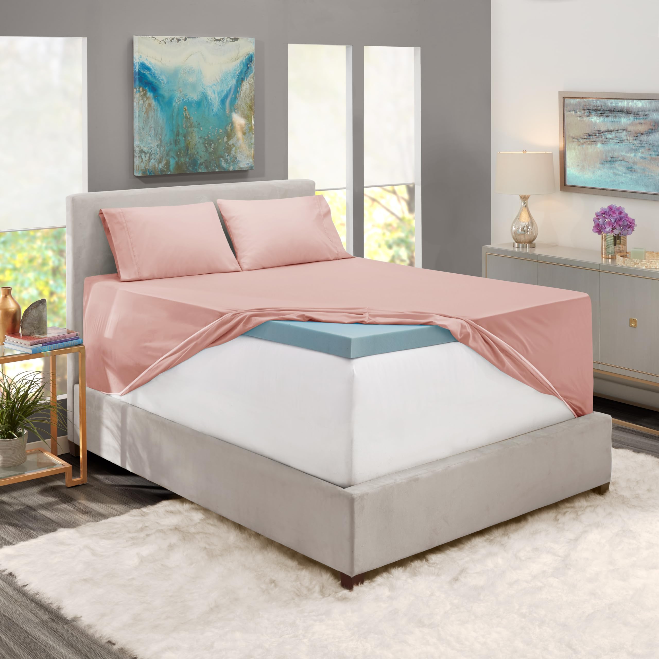 Nestl Extra Deep Pocket Sheets - Fits Mattress 18-24 Inches Deep, Extra Deep Pocket Twin Sheets Sets, 3 Piece Twin Size Sheets, Twin Sheets Deep Pocket, Peach Beige Sheets