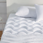 Sleep Zone Cooling Mattress Topper Twin Xl For Single Bed, Premium Zoned Quilted Mattress Pad, Fitted Mattress Protector Cover, Machine Wash Durable, Deep Pocket 8-21 Inch (White, Twin Xl)