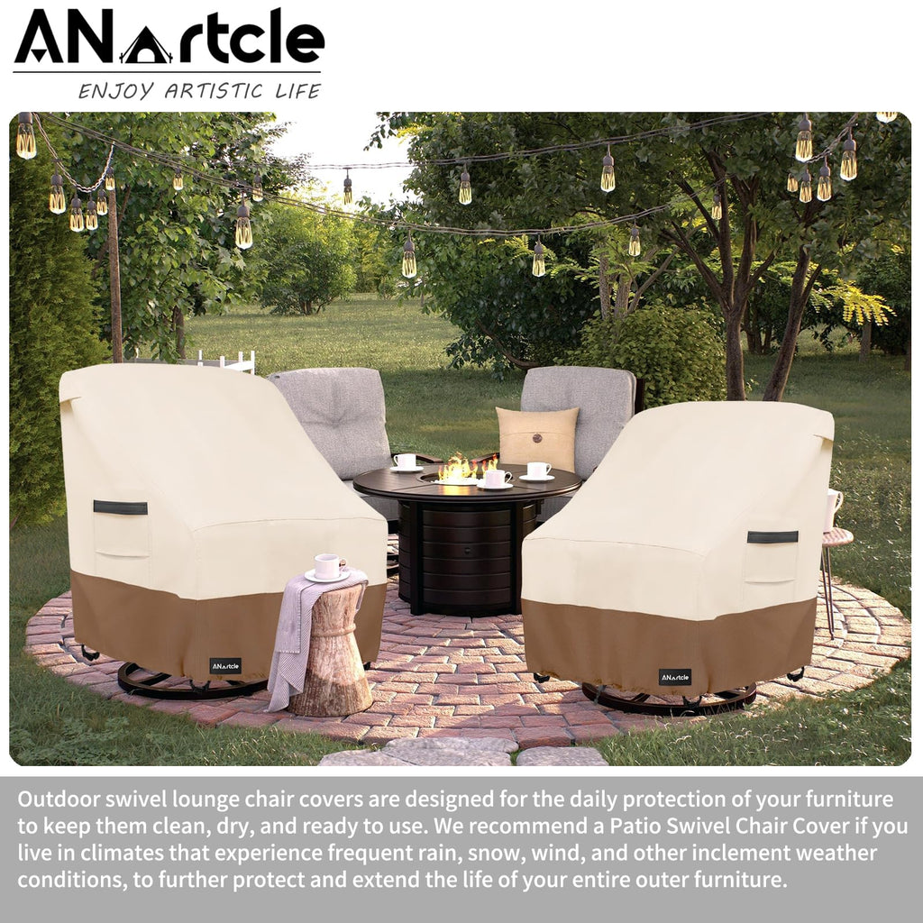 Anartcle Outdoor Swivel Rocker Chair Cover 2 Pack,Patio Swivel Chair Covers For Outdoor Furniture(28W X 33D X 38.5H Inch),Rockin