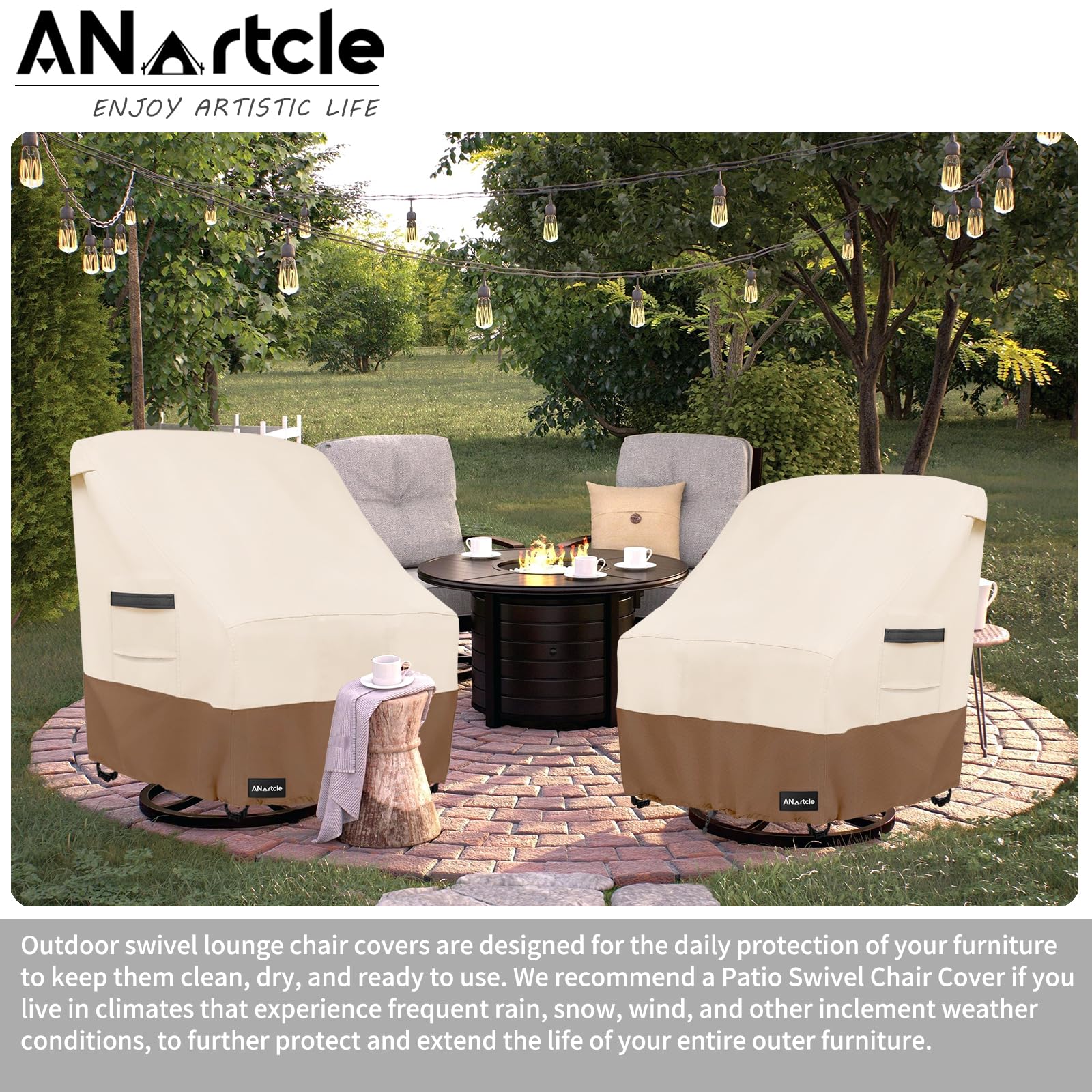 Anartcle Outdoor Swivel Rocker Chair Cover 2 Pack,Patio Swivel Chair Covers For Outdoor Furniture(28W X 33D X 38.5H Inch),Rockin