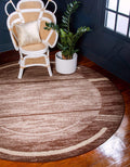 Unique Loom Autumn Collection Modern Contemporary Casual Abstract Area Rug (Brown/ Beige Border, 8 ft 0 x 8 ft 0 Round)