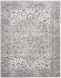 HomeRoots 522428 9 x 12 ft. Gray Floral Power Loom Distressed Rectangle Traditional Area Rug