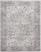 HomeRoots 522428 9 x 12 ft. Gray Floral Power Loom Distressed Rectangle Traditional Area Rug