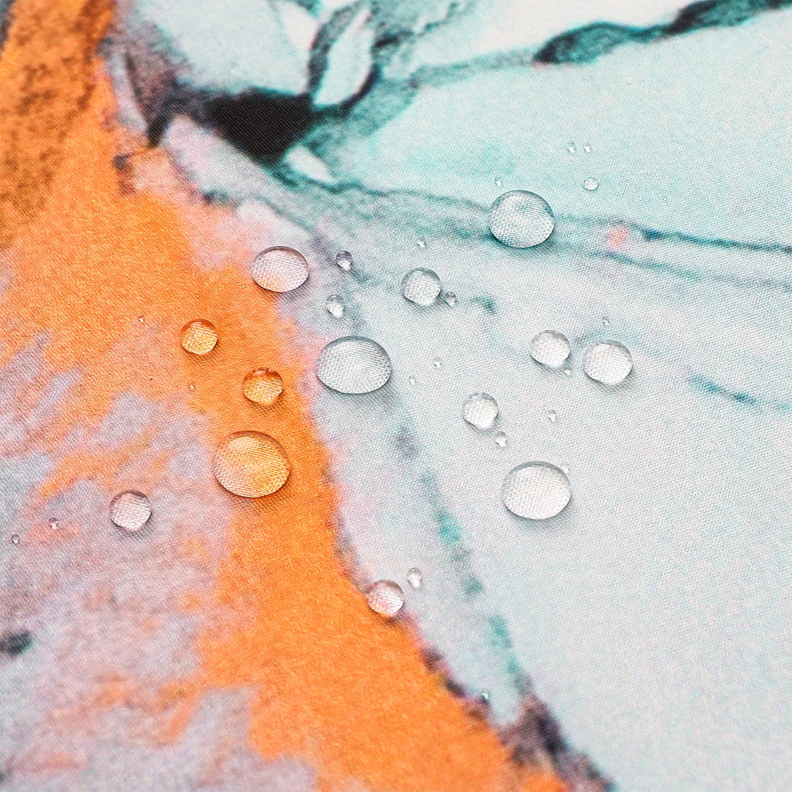 Gibelle Long Fabric Shower Curtain 72 X 78, Tall Abstract Grey Teal Marble Shower Curtain, Modern Ink Art Waterproof Fabric Show