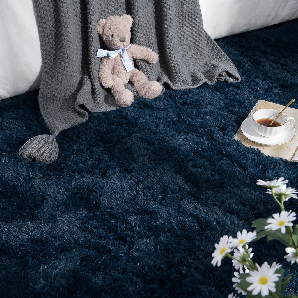 Detum Navy Blue Runner Rug 2X6 For Hallyway Entryway Kitchen Fluffy Area Rugs For Bedroom Soft Kids Room Rugs Machine Washable N