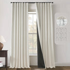PANELSBURG 94 Inch Curtains,Linen Blackout Liner Behind Shade Black Out Window Cover Stylish Elegant Modern Curtains for Living 