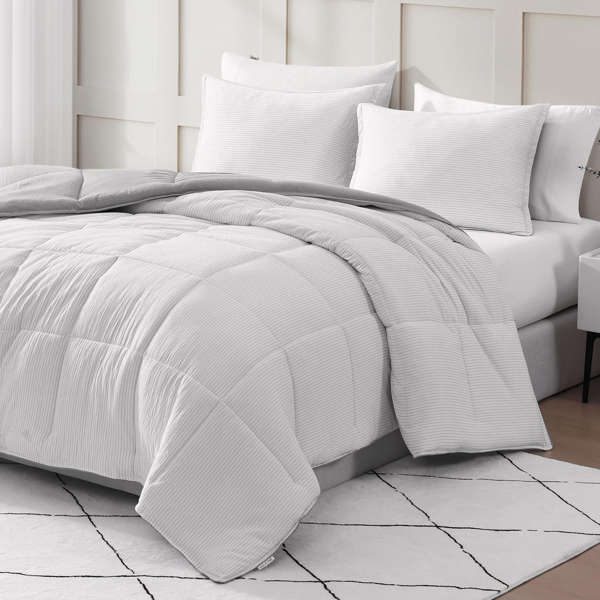 Casa Platino Queen Comforter Set 3 Piece Pre-Washed - Duvet Insert Queen- Soft & Cozy Brushed Microfiber Queen Size Bed Set In A