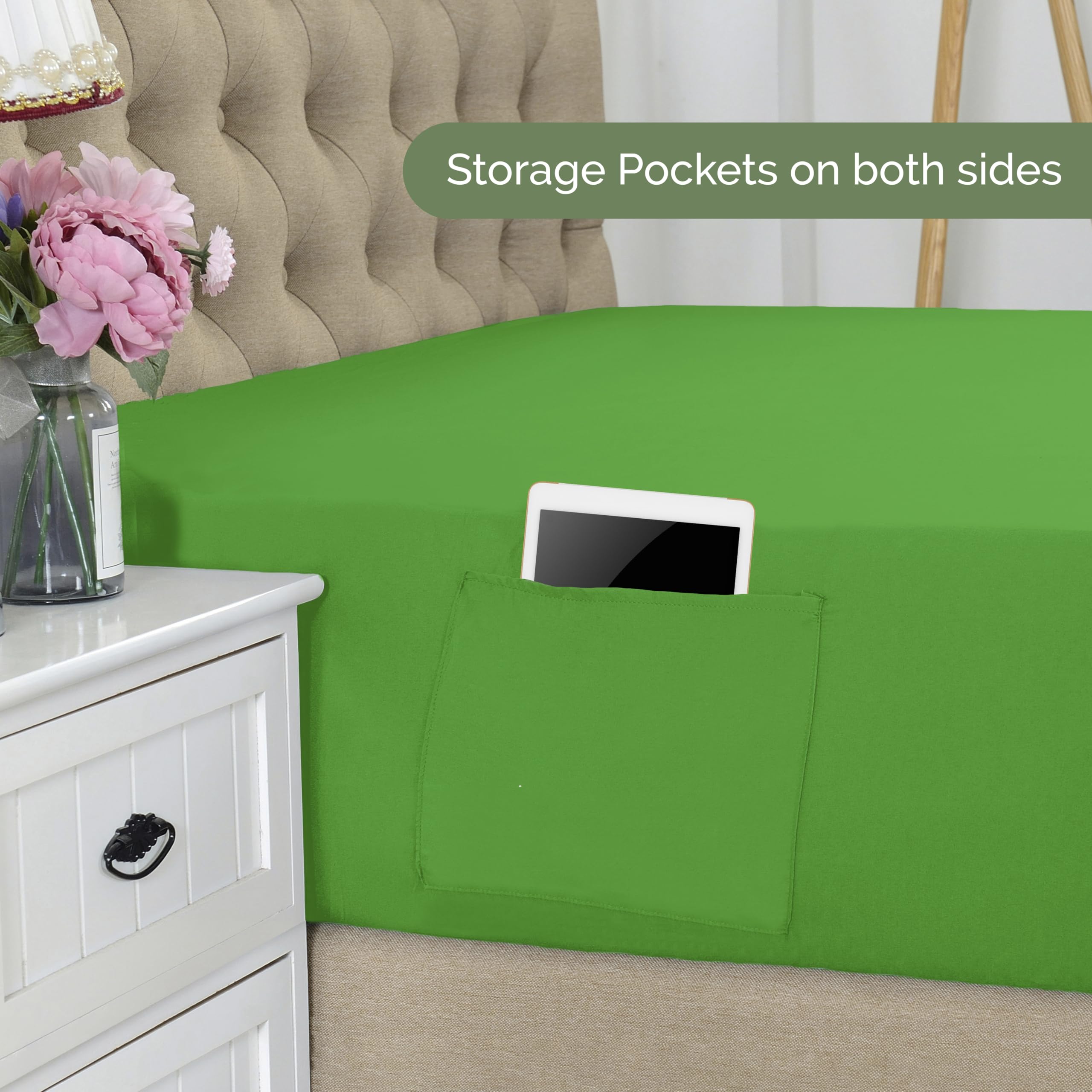 Elegant Comfort 1500 Premium Hotel Quality 18-21 Inches Deep - Extra Deep Pocket Single Fitted Sheet For High Mattress, Luxury And Softest, Smart Pocket - Wrinkle Free, Full, Emerald Green