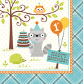 Creative Converting 1st Birthday Lunch Paper Napkins, 16 Ct, Happi Woodland Boy