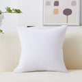 Home Brilliant 26X26 Pillow Cover Striped Corduroy Decorative Euro Sham Throw Pillow Cushion Cover For Couch, 66X66Cm, Pure Whit