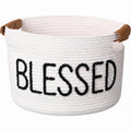 Sliner Blessed Gifts Basket with Handles, Baptism Cotton Rope Gifts Basket