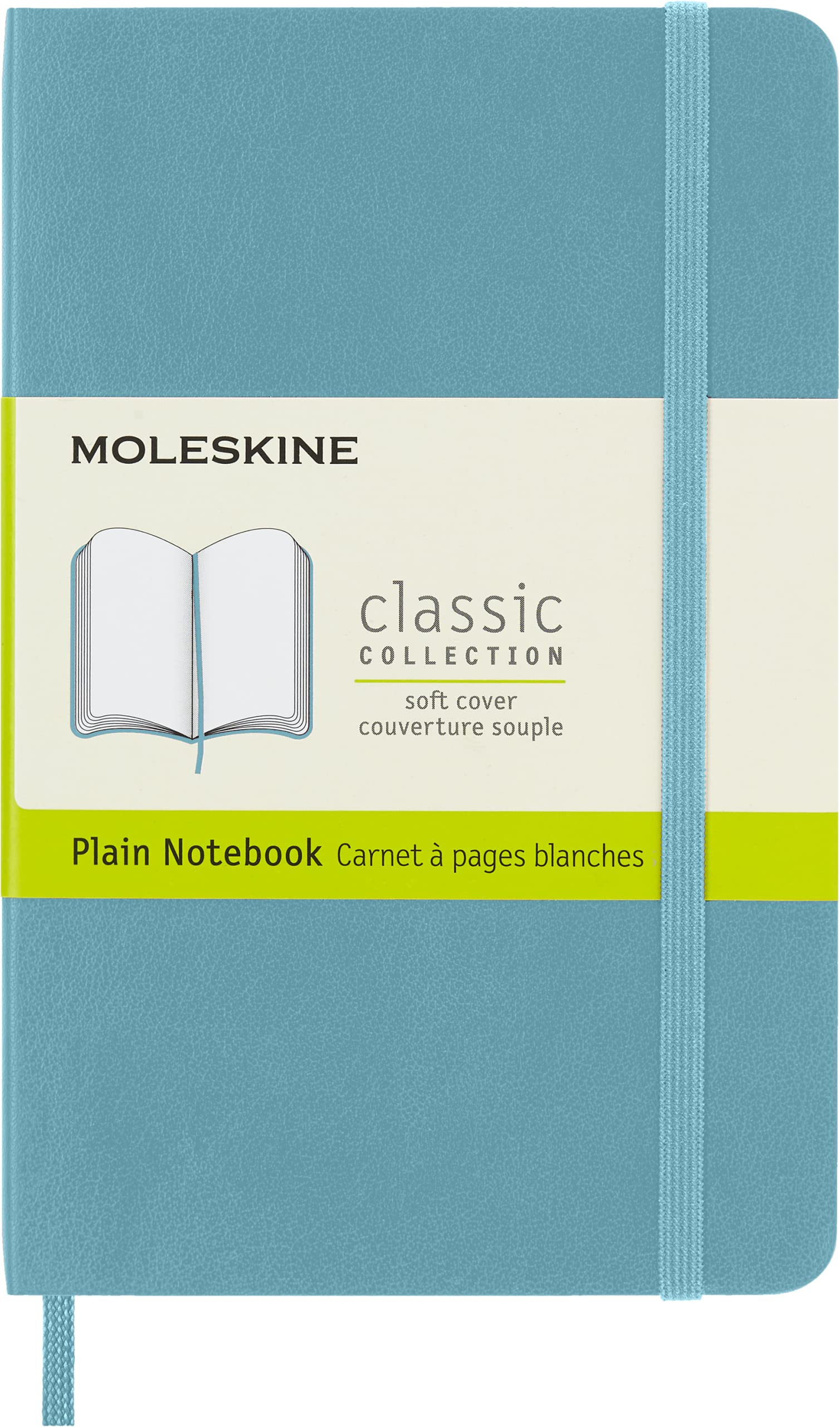 Moleskine Classic Notebook, Soft Cover, Pocket (3.5' X 5.5') Plain/Blank, Reef Blue, 192 Pages
