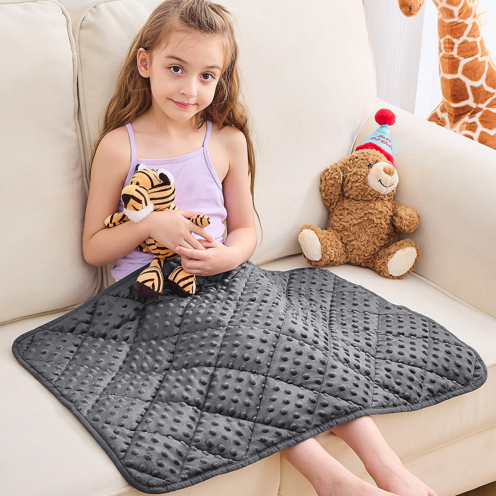 yescool Weighted Lap Pad 2 lb Weighted Lap Blanket, Small Lap Blanket Cooling Heating Weighted Throw Blankets, Minky Blankets Gi