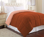 Modern Threads Down Alternative Microfiber Quilted Reversible Comforter & Duvet Insert - Soft, Comfortable Alternative To Goose Down - Bedding For All Seasons Rust/Clay King