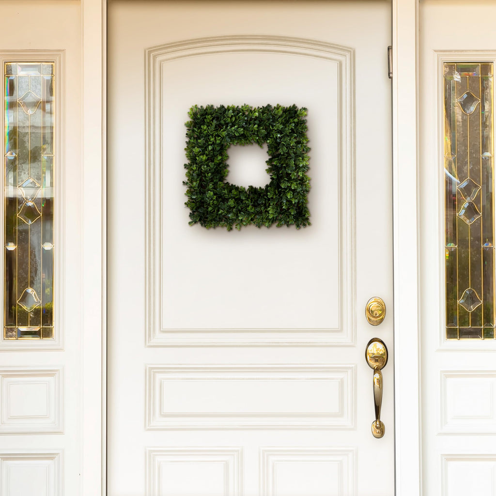 Pure Garden Artificial Boxwood Wreath For Spring, Summer, Winter, Or Fall, 16.5-Inch, Green