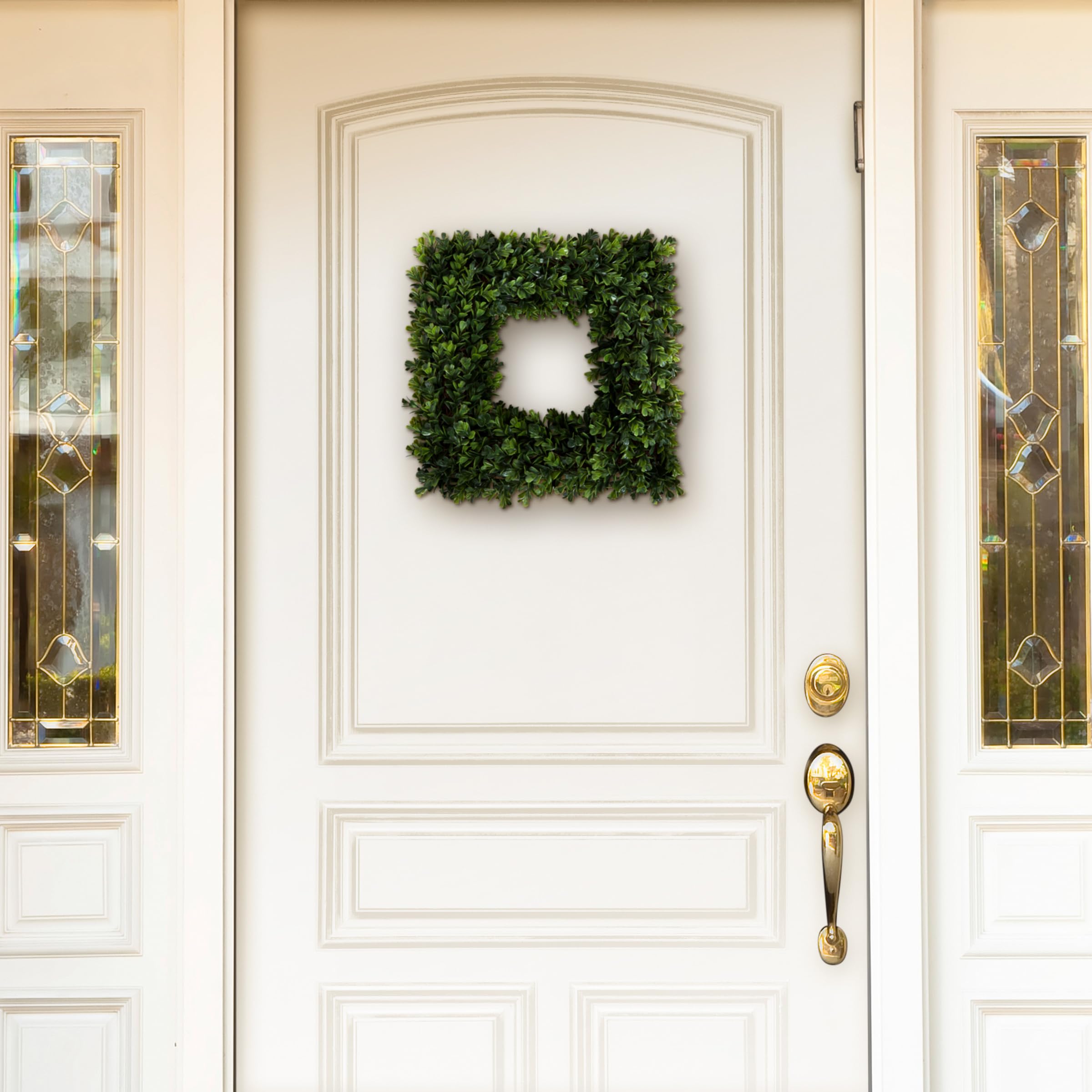 Pure Garden Artificial Boxwood Wreath For Spring, Summer, Winter, Or Fall, 16.5-Inch, Green