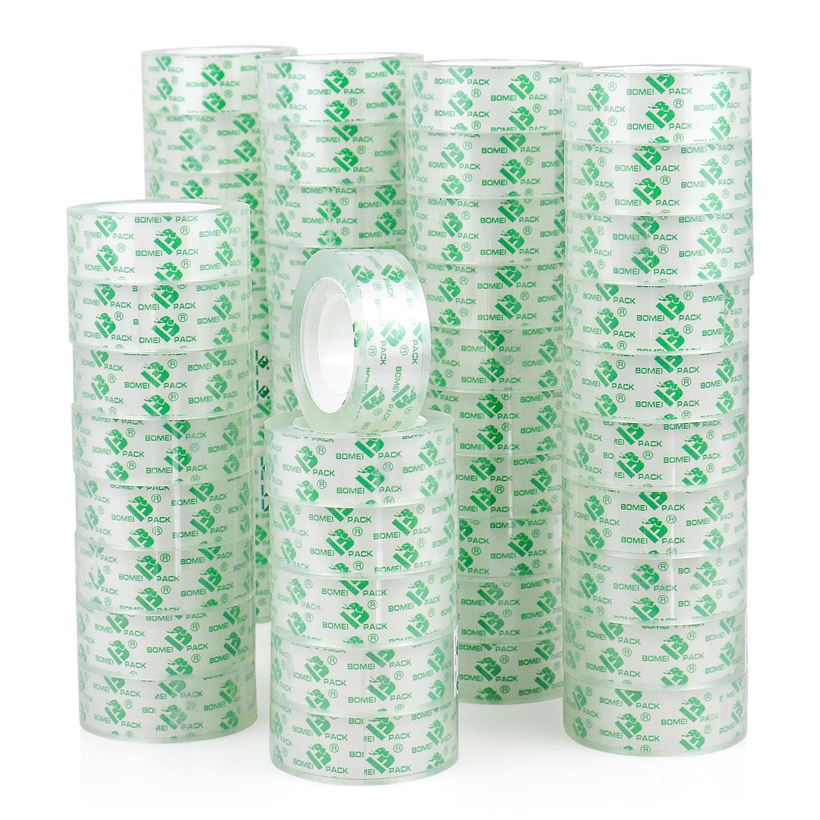 Bomei Pack 54Rolls Bulk Crystal Clear Transparent Tape Refills, For Tape Dispenser, Home, School And Office, 3/4Inch X 1000 Inch