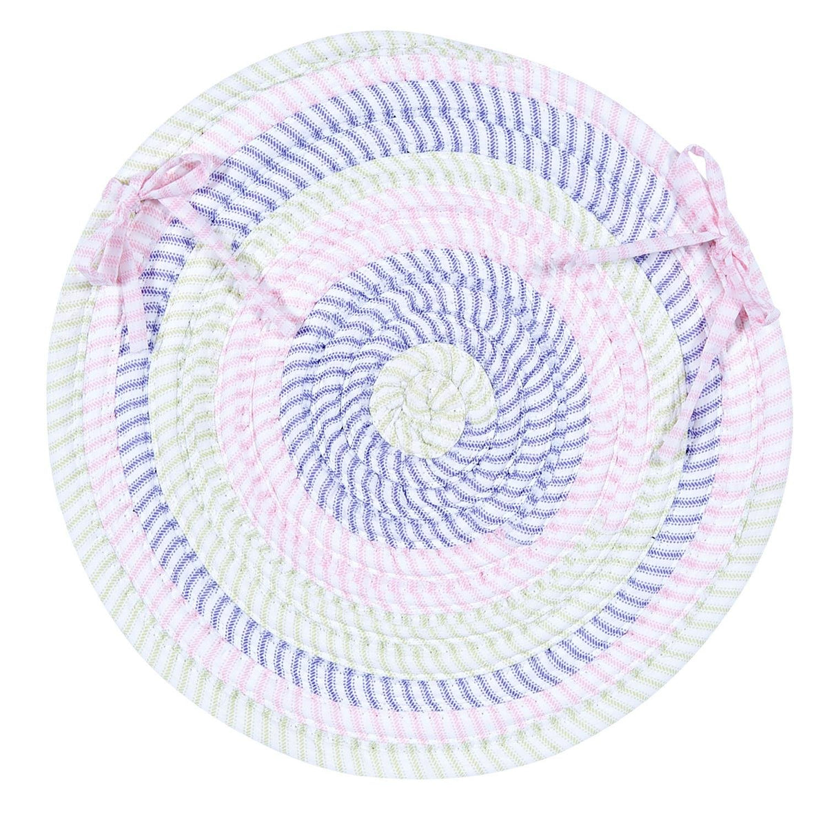 Ticking Stripe Oval TK78 Chair Pad, 15 by 15-Inch, Dreamland, 4-Pack