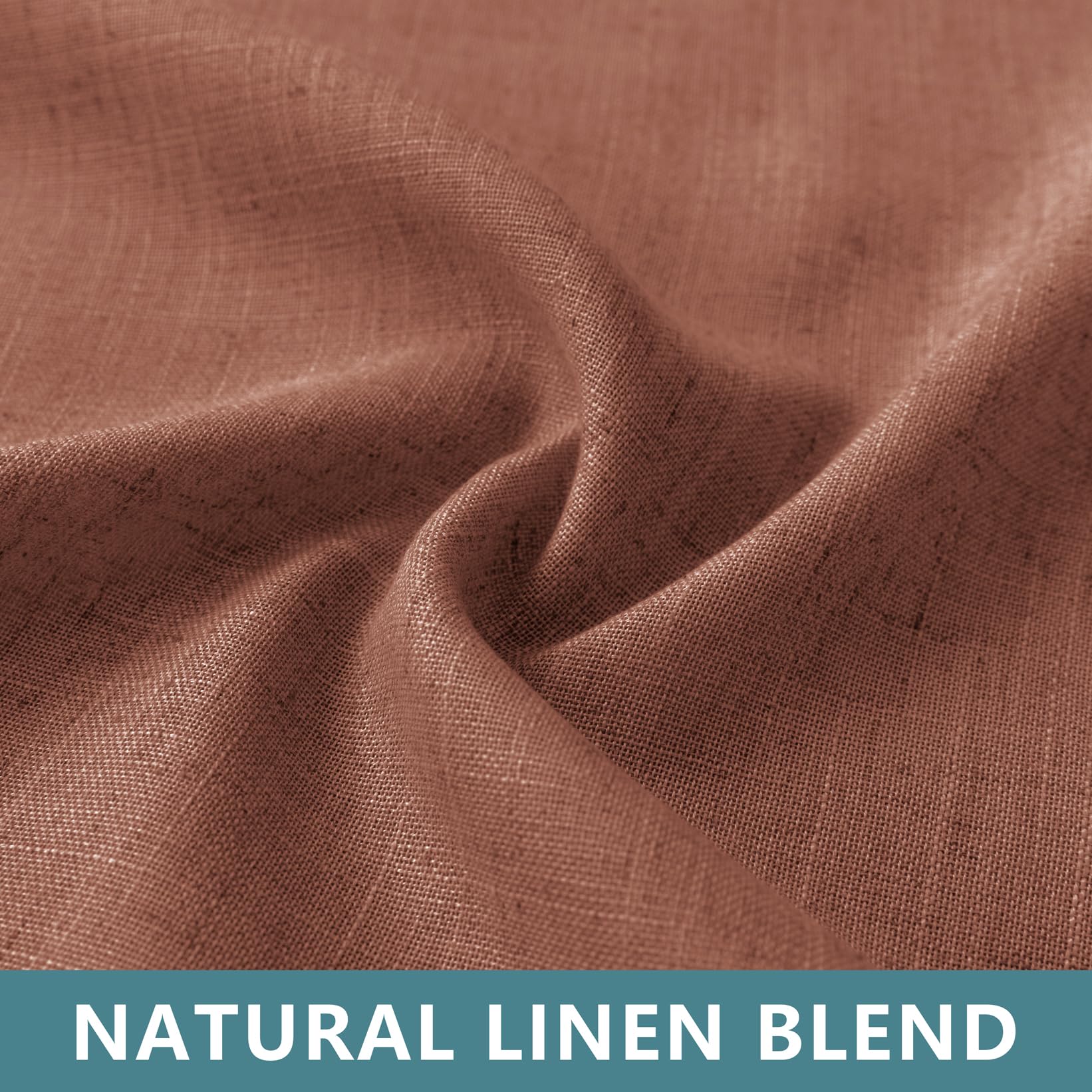 Koufall Terracotta Tab Top Linen Blend Curtains For Living Room 52X84 Inches Long