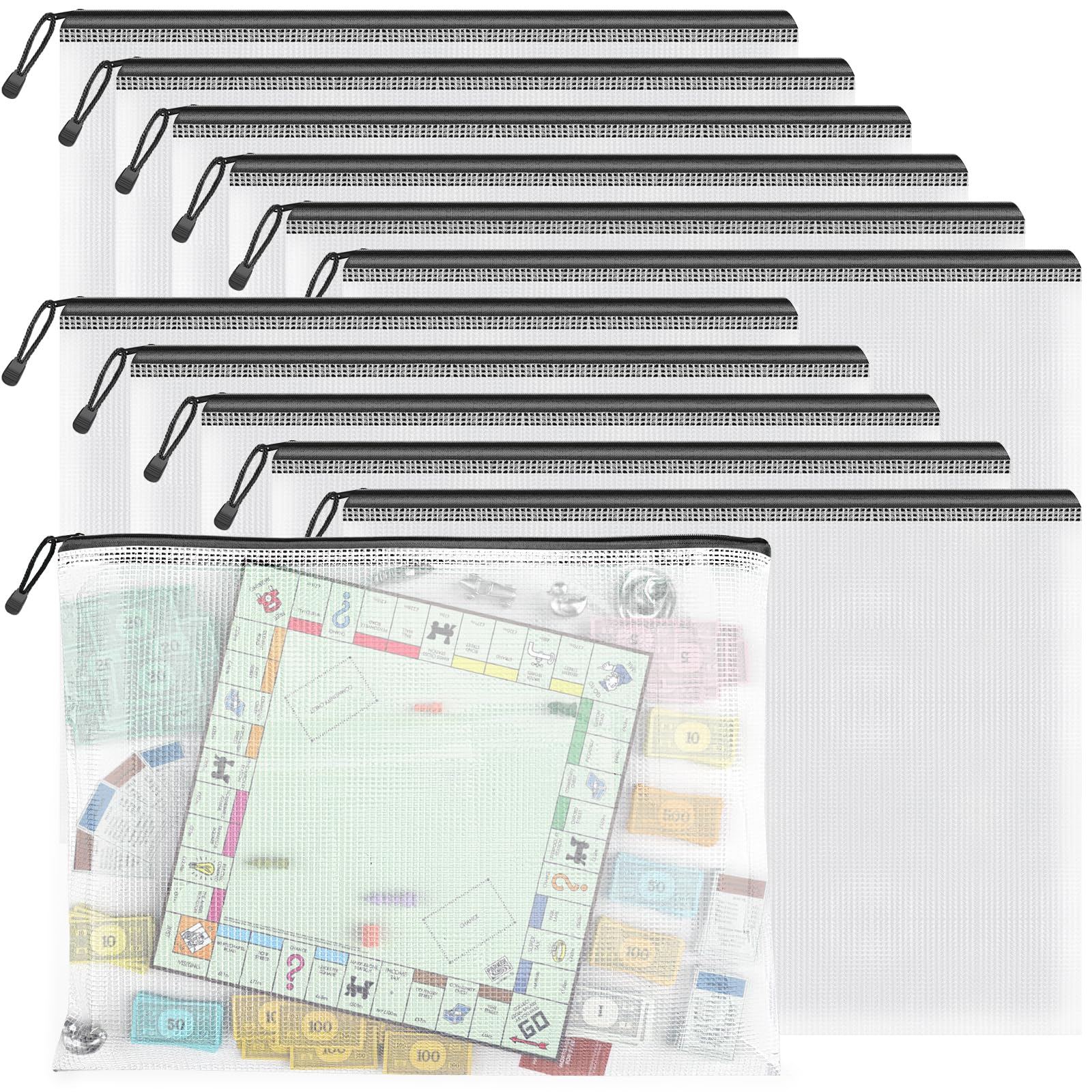 Umriox Zipper Pouch, 16.9X12.4 In (Black, 12 Packs), Extra Large Zipper Bags, Waterproof Zipper Pouches For Office Supplies, Puz