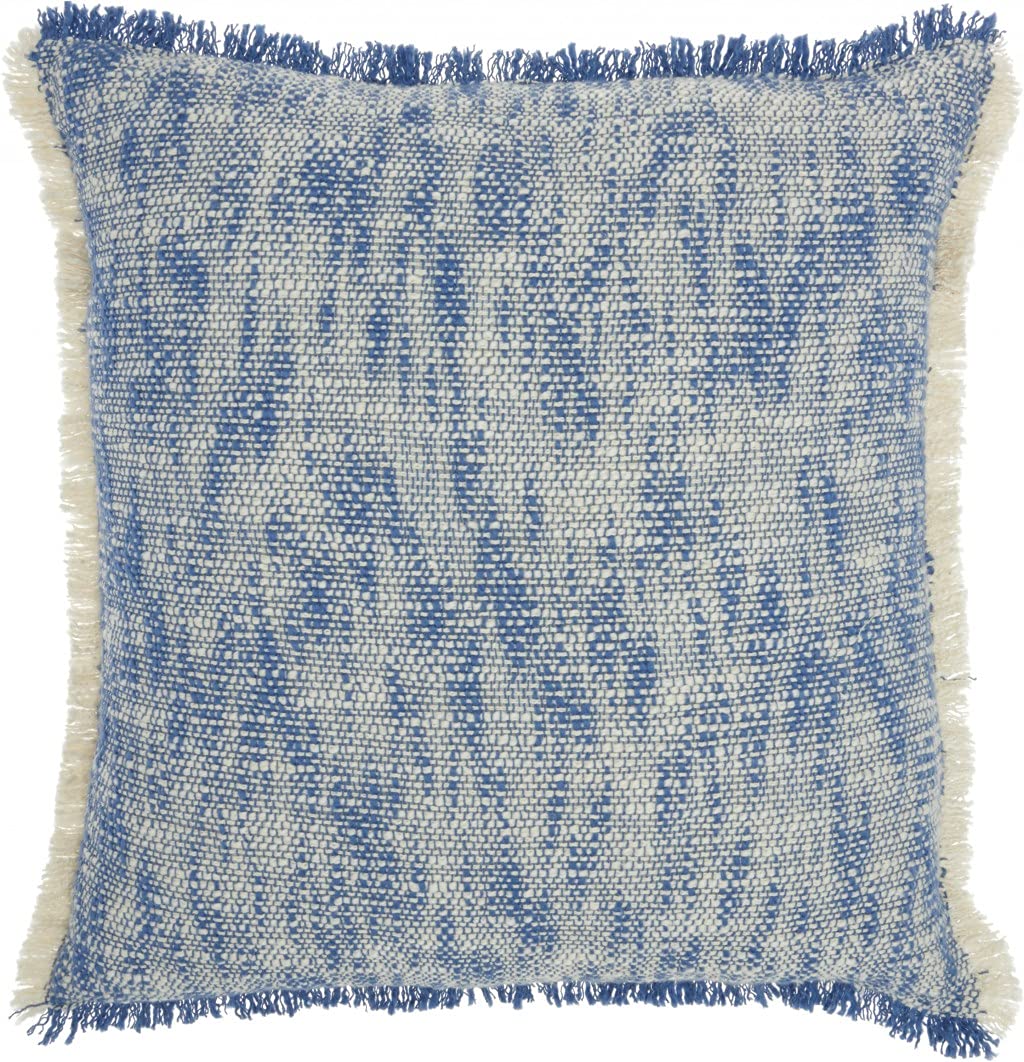 HomeRoots 100% Cotton Blue and Ivory Abstract Pattern Throw Pillow