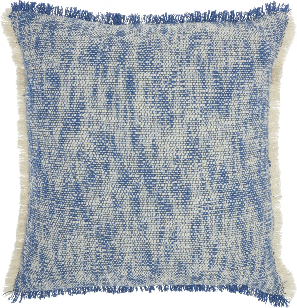 HomeRoots 100% Cotton Blue and Ivory Abstract Pattern Throw Pillow