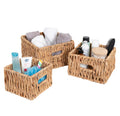HoneyCanDo Set of 3 Square Wicker Baskets With Built in Handles, Multipurpose Storage Bins, Natural