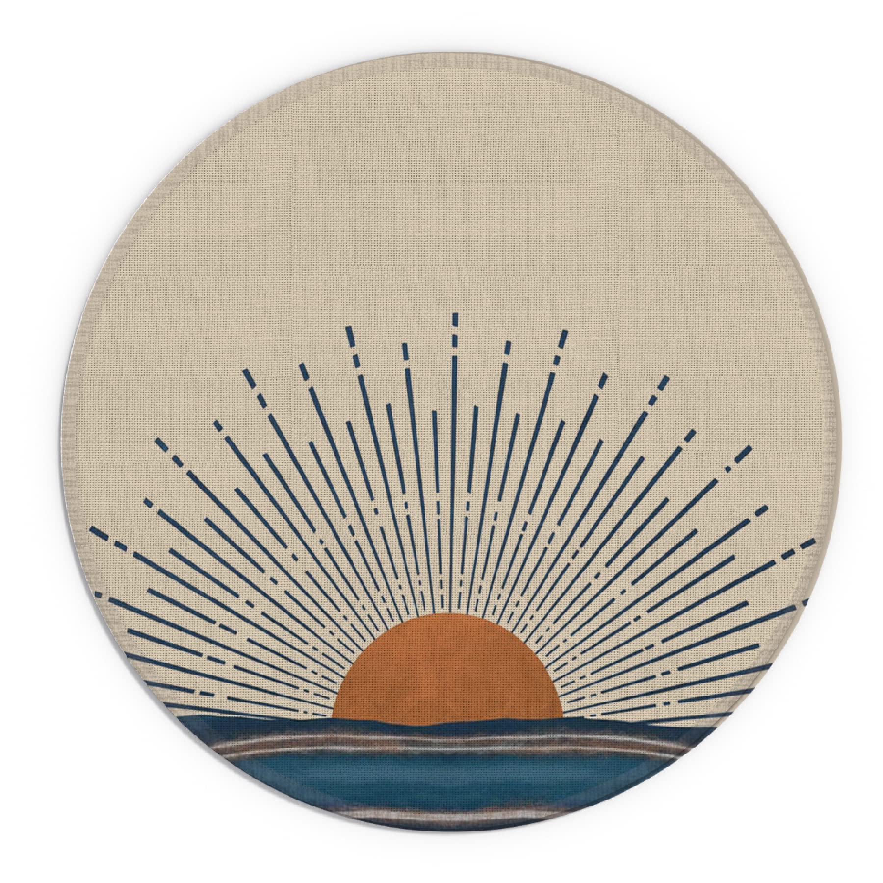 Knibeo Boho Round Mouse Pad, 7.9 X 7.9 Inch Waterproof Sunrise Neutral Desk Decor, Small Western Office Accessory