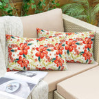 Pyonic Outdoor Pillows Cover Pack Of 2 Floral Waterproof Throw Pillow Covers 12X20 Inch Outdoor Lumbar Pillows For Patio Furnitu