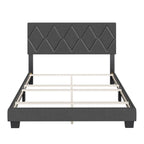 Boyd Sleep Diamond Upholstered Platform Bed with Headboard and Durable Mattress Foundation with Strong 4 Wood Slat Supports, Box Spring Required: Full, Black