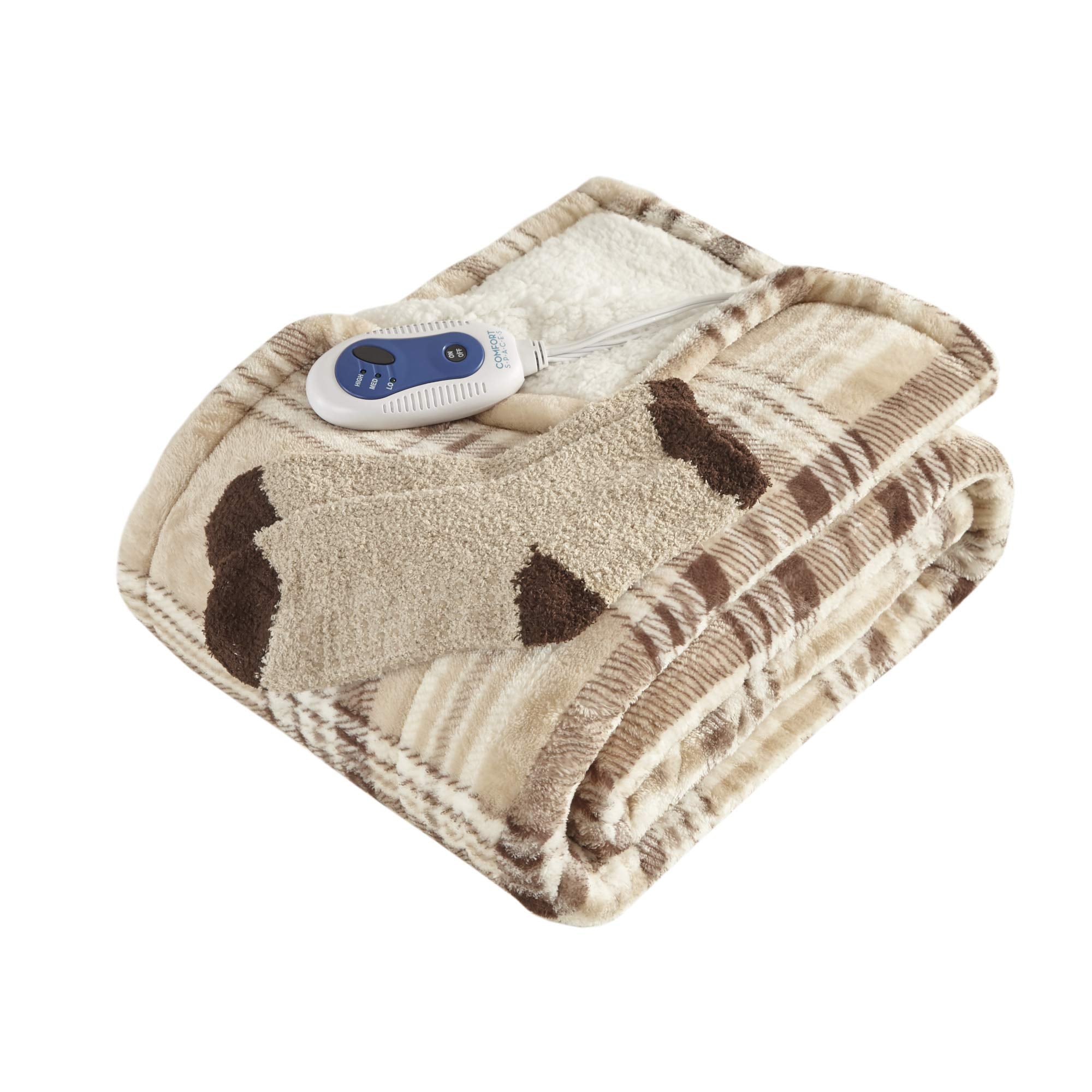 Comfort Spaces Plush To Sherpa Electric Blanket Shawl Shoulder, Neck Wrap With Matching Sock Set Giftable Ultra Soft, Warm, Snug