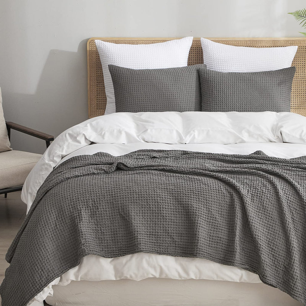 Phf Ultra Soft Waffle Weave Pillowcases King Size 20' X 36' 2 Pack, No Insert, Breathable Skin-Friendly Pillow Shams, Decorative Waffle Weave Pillow Case Covers, Grey