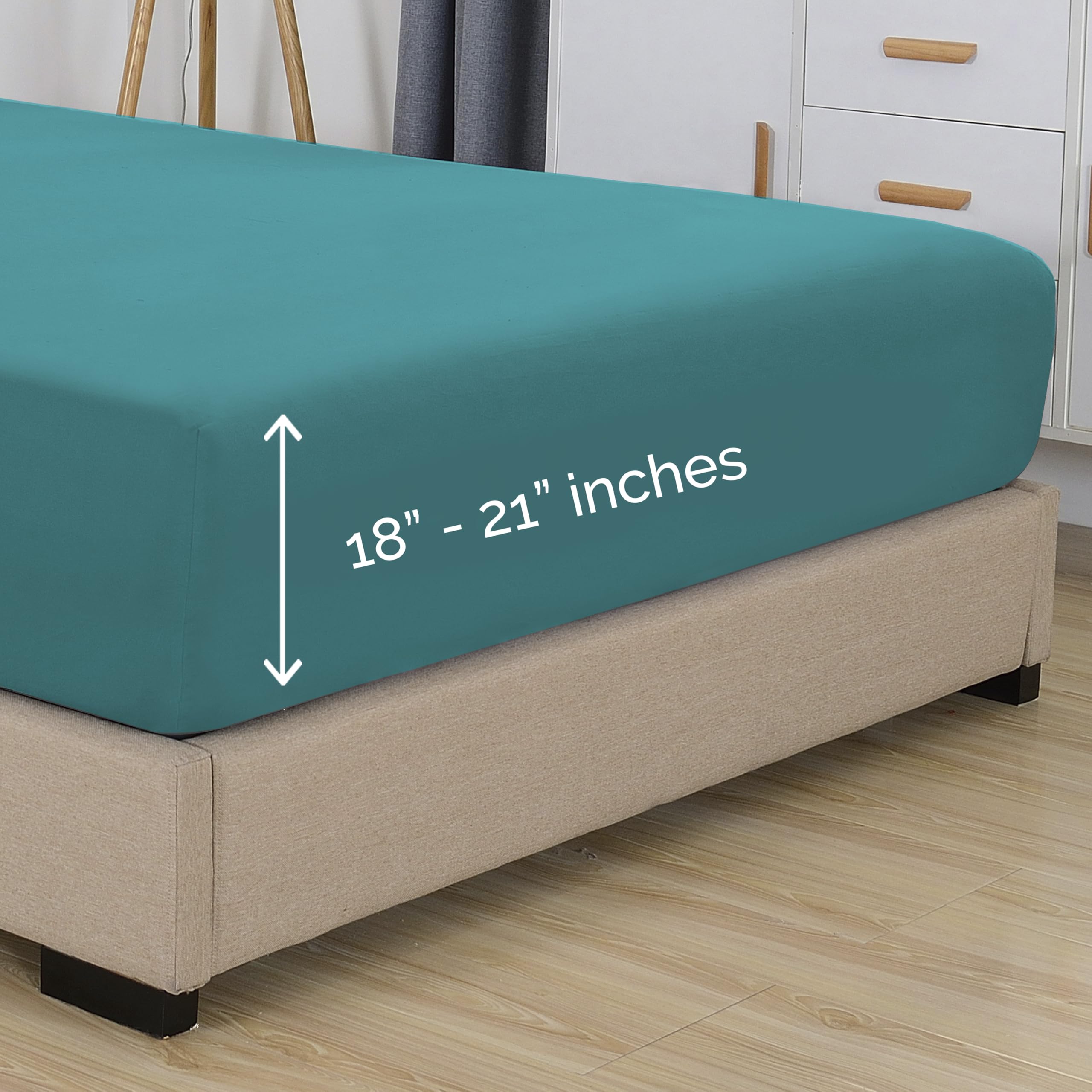 Elegant Comfort 1500 Premium Hotel Quality 18-21 Inches Deep - Extra Deep Pocket Single Fitted Sheet For High Mattress, Luxury And Softest, Smart Pocket - Wrinkle Free, Twin/Twin Xl, Turquoise