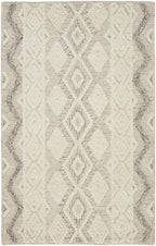 HomeRoots 512776 8 x 10 ft. Ivory Taupe & Gray Wool Geometric Hand Tufted Handmade Stain Resistant Rectangle Area Rug