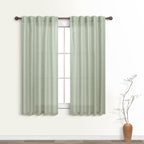 Koufall Sage Green Back Tab Rod Pocket Linen Sheer Curtains 38 By 54 For Bedroom