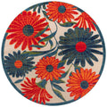 Nourison Aloha Indoor-Outdoor Ivory Multicolor 53 x Round Area Rug, Easy-Cleaning, Non Shedding, Bed Room, Living Room, Dining 