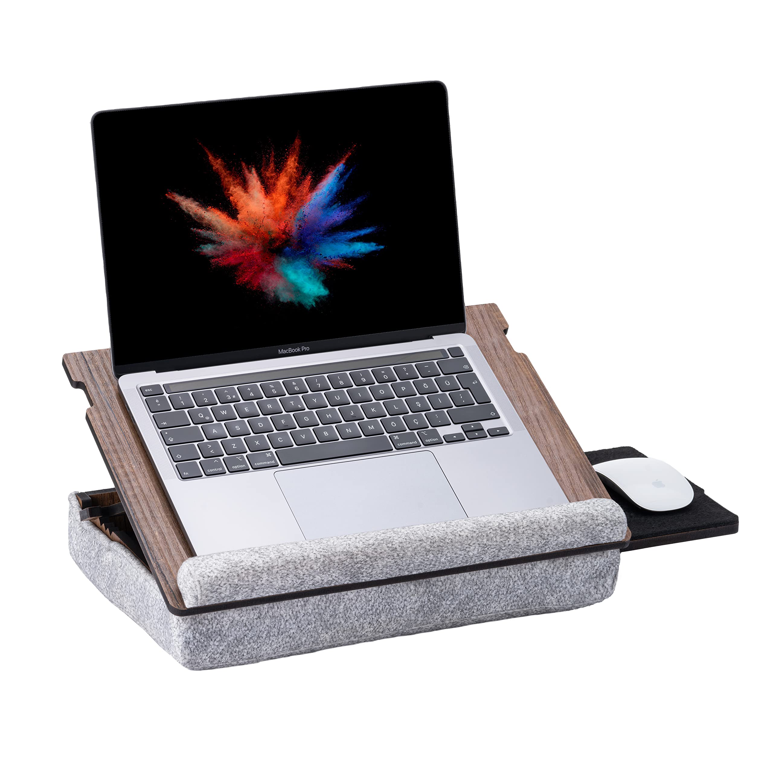 Vigo Wood Laptop Tray - Lap Tray With Cushion, Laptop Table For Sofa, Lap Desk For Laptop, Adjustable Laptop Stand For Bed, Lapt