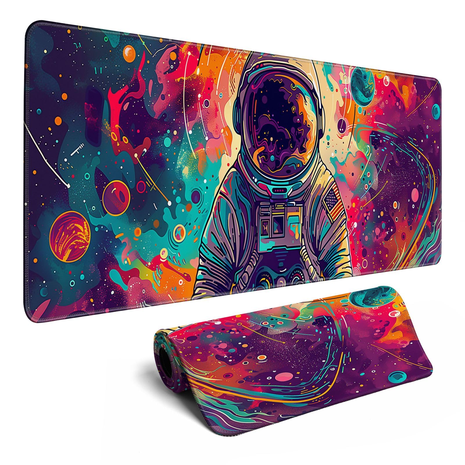Desk Mat Colorful Space Desk Accessories Astronaut Extended Gaming Mouse Desk Pad Decorations For Office Keyboard Mousepad Mat31