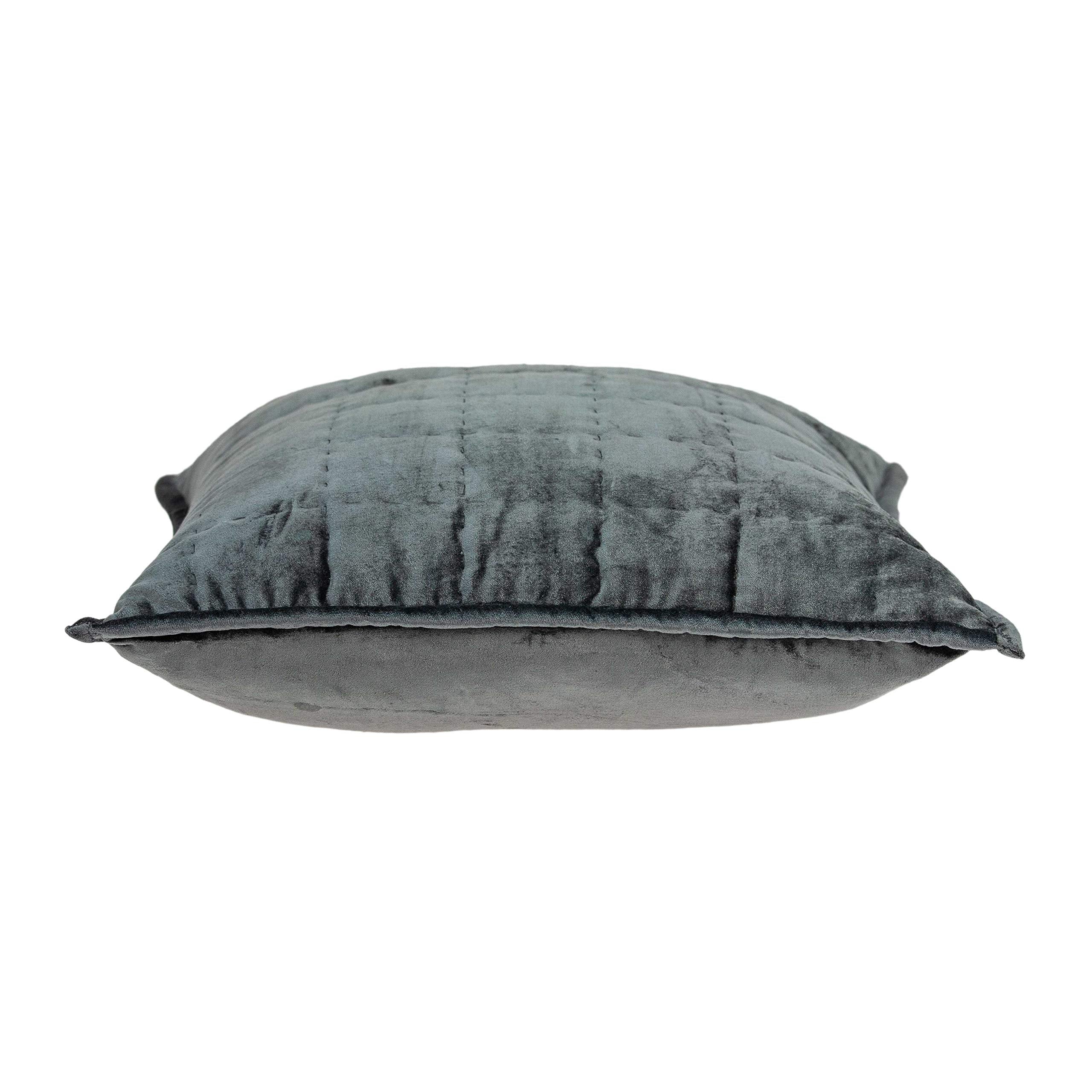 HomeRoots 50% Cotton, 50% Viscose 20' X 7' X 20' Transitional Charcoal Solid Quilted Pillow Cover with Poly Insert