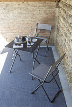 HomeRoots Frame: Powder Coated Finish (100% Polyester Powder Folding Chair - Set of 2 - Basalt Steel Frame - Terre Fabric