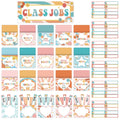 Zoiiwa 81Pcs Groovy Class Jobs Bulletin Board Hippie Themed Classroom Jobs Pocket Chart Set Teacher'S Helper Chalkboard Decor Cl