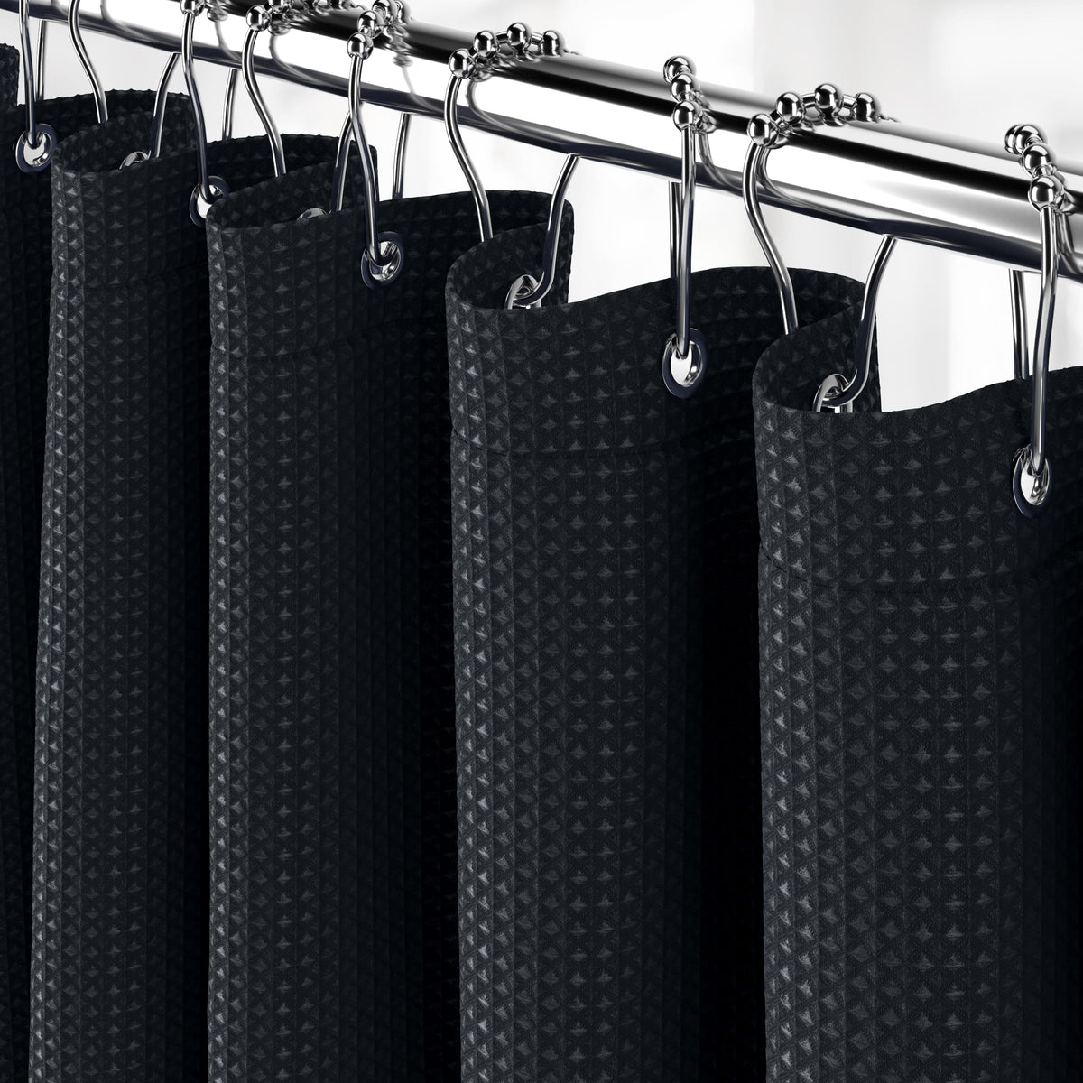 Neaterize Extra Long Shower Curtain For Bathroom Sage Green - Hotel Style Black Shower Curtains With Waffle Design, 72X84 Inches