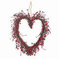 15 Valentines Wreath for Front Door Heart Wreath, Grapevine Red Berry for Indoor Outdoor Decorations, Valentines Day Heart Shape